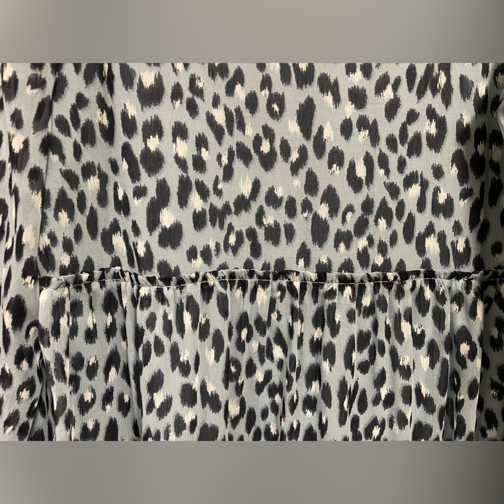 LOFT Gray and Black Leopard Print Long Sleeve Dress - Picture 9 of 16